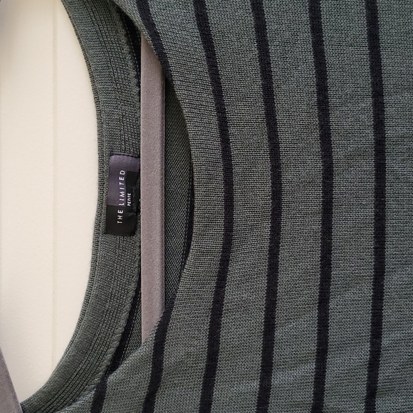 The Limited Womens Small Sweater Dress Green Stripe Long Sleeve - Picture 5 of 8